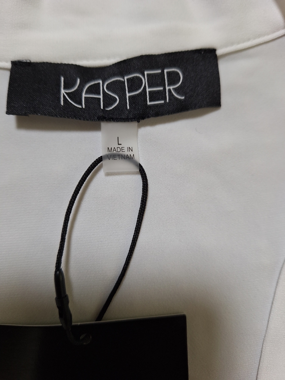 Kasper Women's White Sleeveless Tie-Neck Blouse Top Size L - Picture 3 of 5